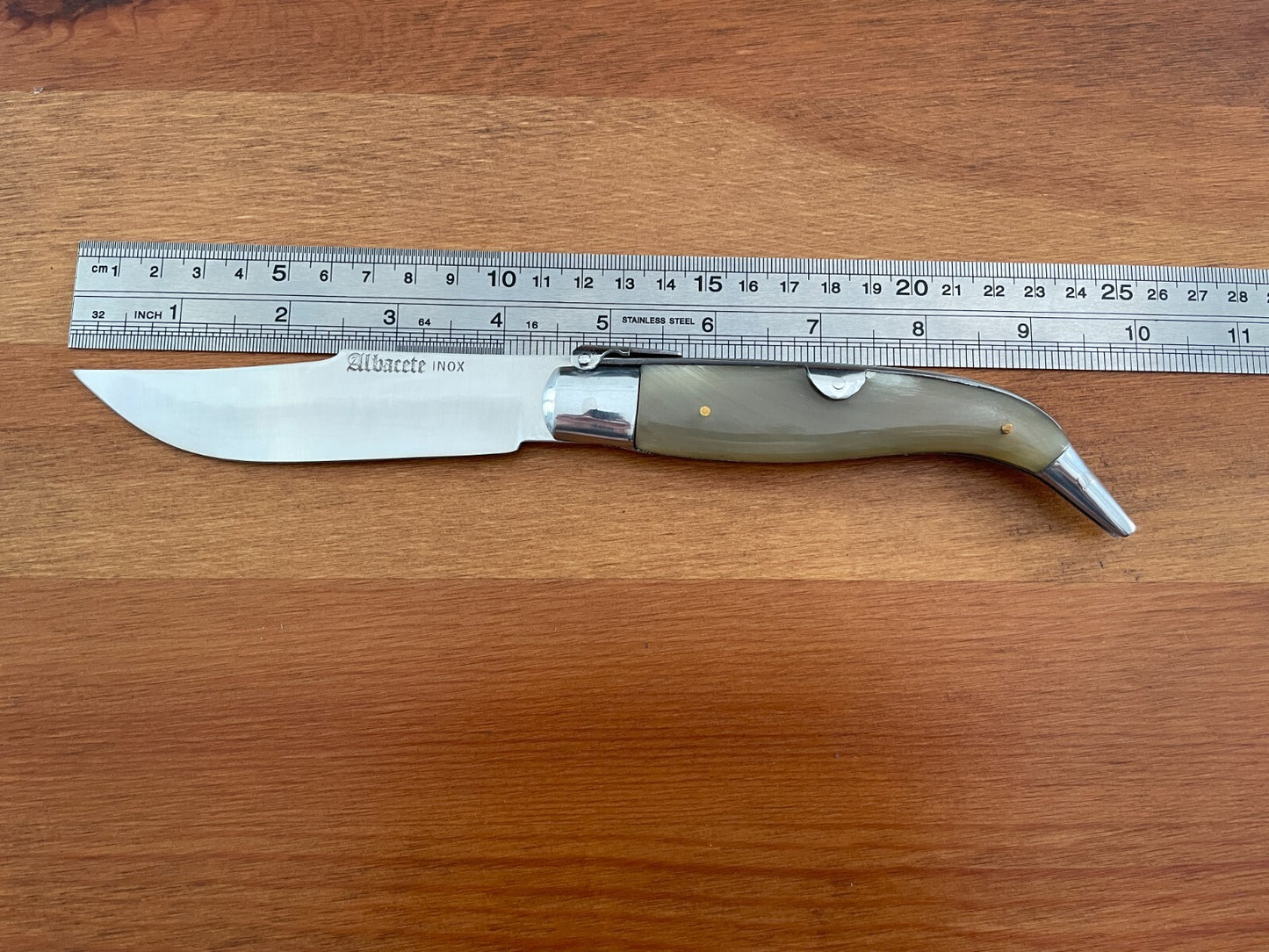 4.5” Spanish Navaja Teja Albacete Inox Pocket Knife Genuine Bull Horn Scales