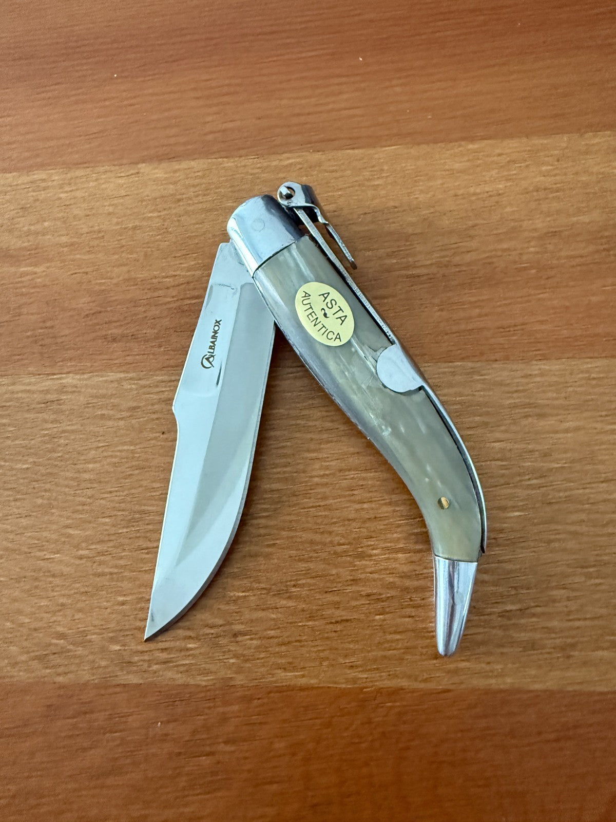 3.2" Spanish Navaja Teja Albacete Folding Pocket Knife Genuine Bull Horn Scales