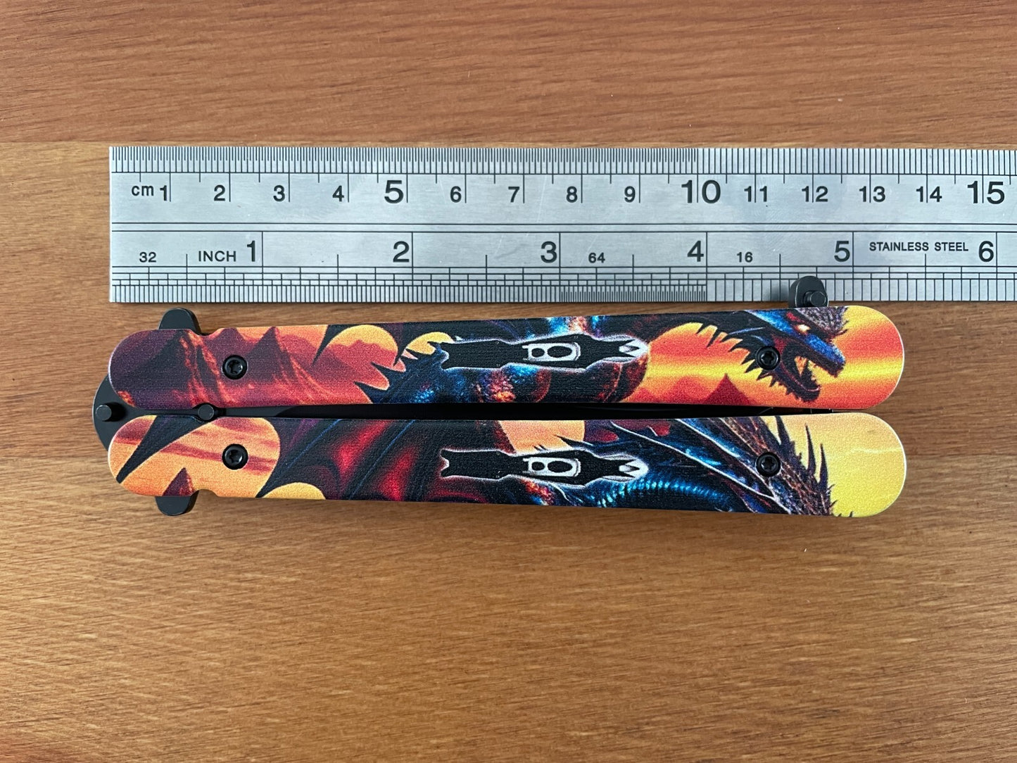 3.6" 420 Steel Black Finish Folding Pocket Knife Dragon Handle 3D Printed