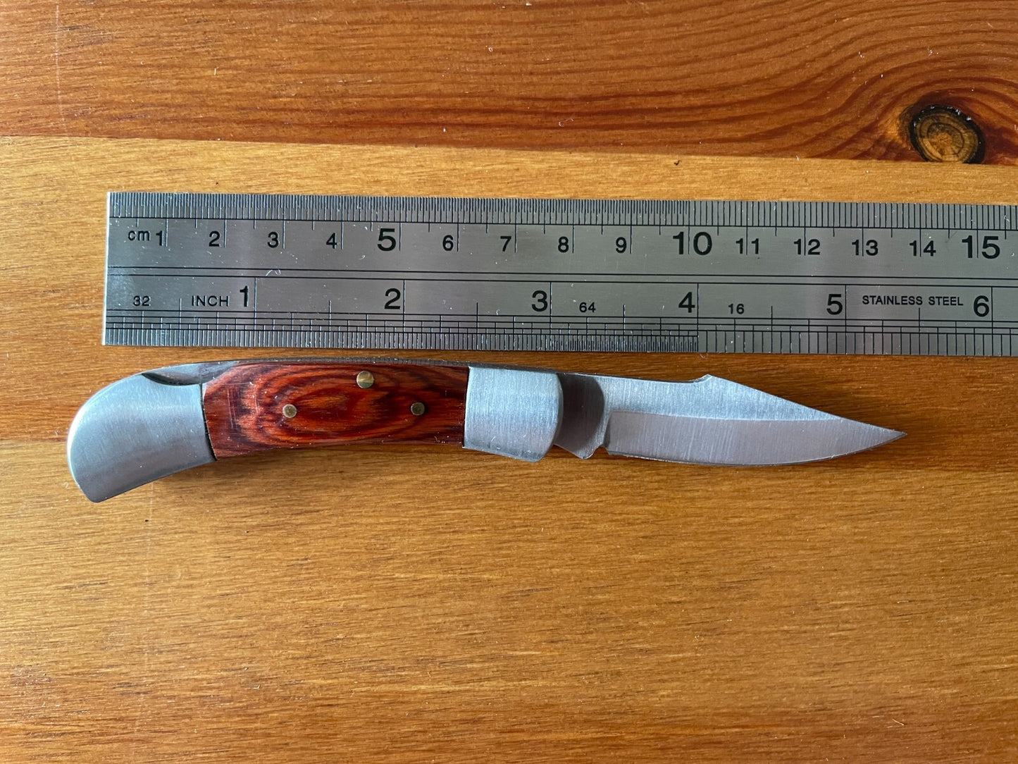 Small Pocket Knife 2" Blade Stainless Wood Scales With Lock From Spain