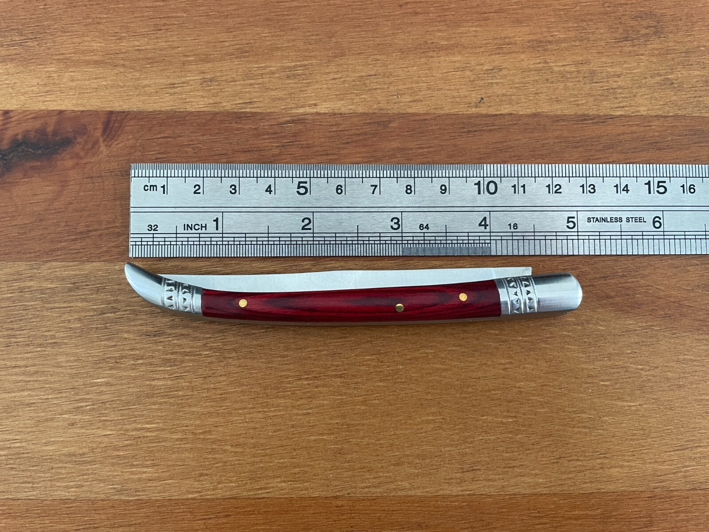 4.1" Estilete Spanish Navaja Folding Pocket Knife Red Stamina Wood Handle