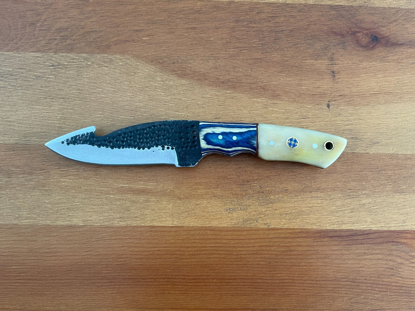 4.2 in. Handmade Hunting Knife Camel bone / Wood Handle Leather Sheath Included