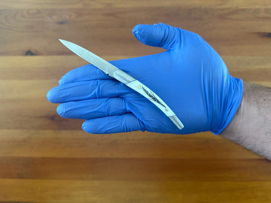 2.76" Stainless Steel Blade Pocket Knife White ABS Spike Design Spanish Made