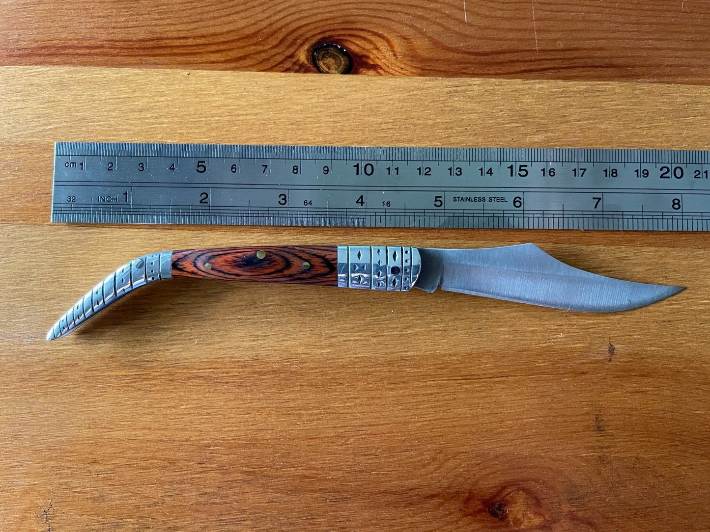 3.5" Arabian Style Pocket Knife Red Wood Handle Spanish Navaja - USA Seller