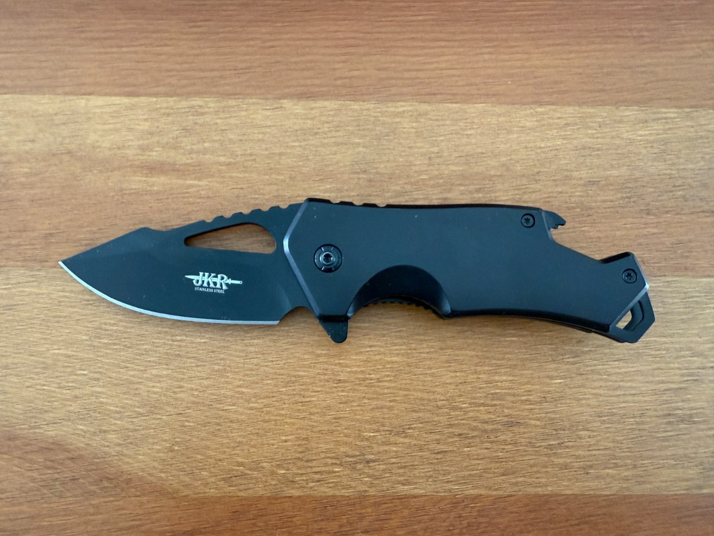 2.8" Stainless Steel Pocket Knife Black Finish Bottle Opener Liner Lock