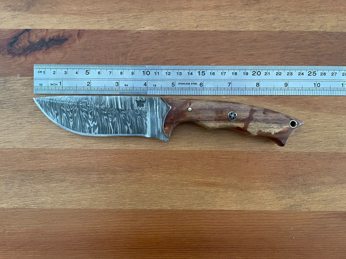 4.5 in. Handmade Damascus Steel Hunting Knife Leather Sheath Included