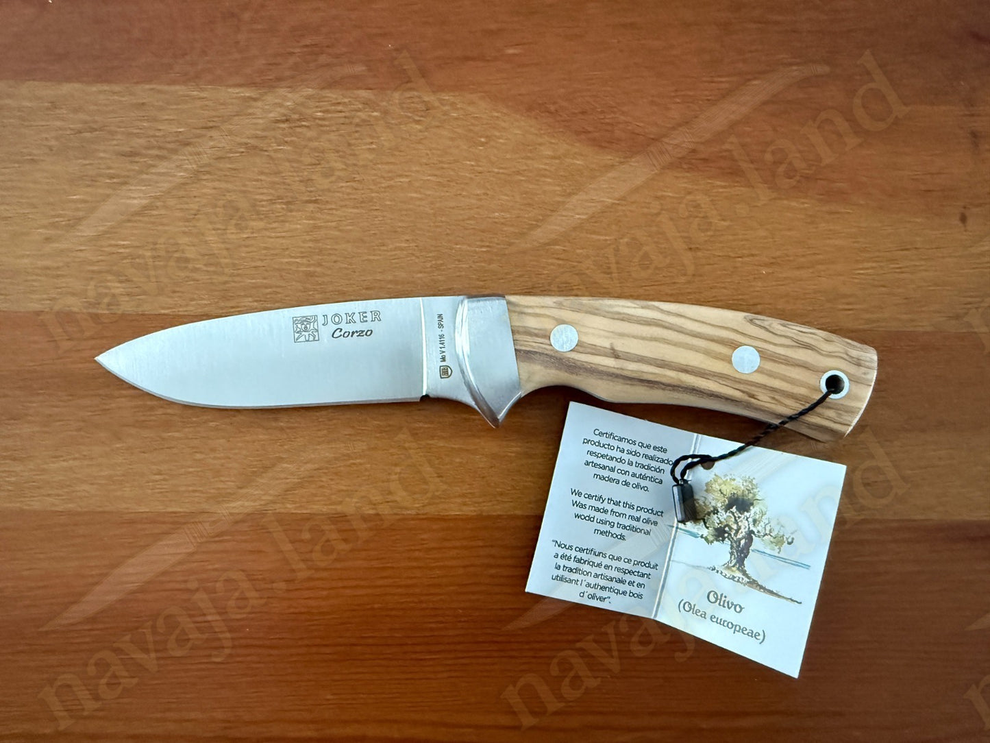 Joker Corzo Hunting Knife 3.93” MOVA Blade | Olive Wood Handle | Leather Sheath