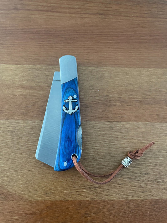 3.15" Cut Tip Navaja Pocket Knife Sailor / Marinera Blue Wood Handle - Spain