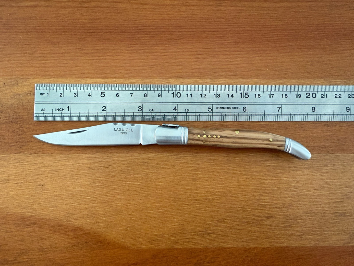 3.34” Stainless Steel Blade Navaja Laguiole Inox Pocket Knife Olive Wood Scales