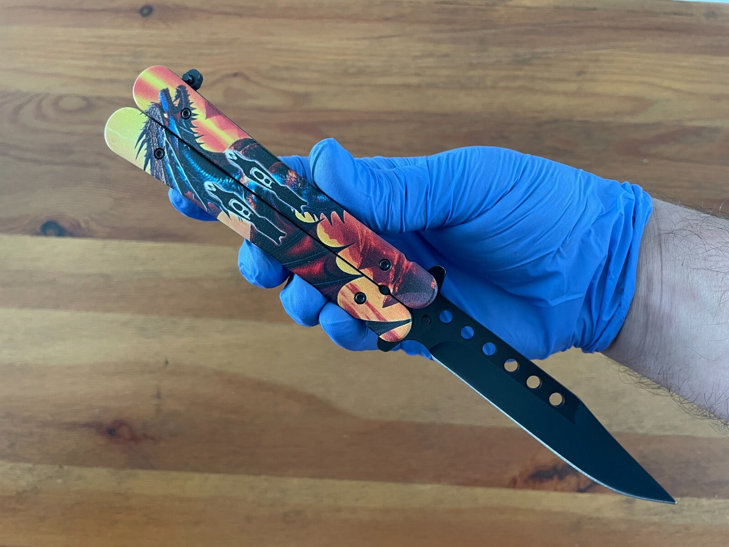 3.6" 420 Steel Black Finish Folding Pocket Knife Dragon Handle 3D Printed
