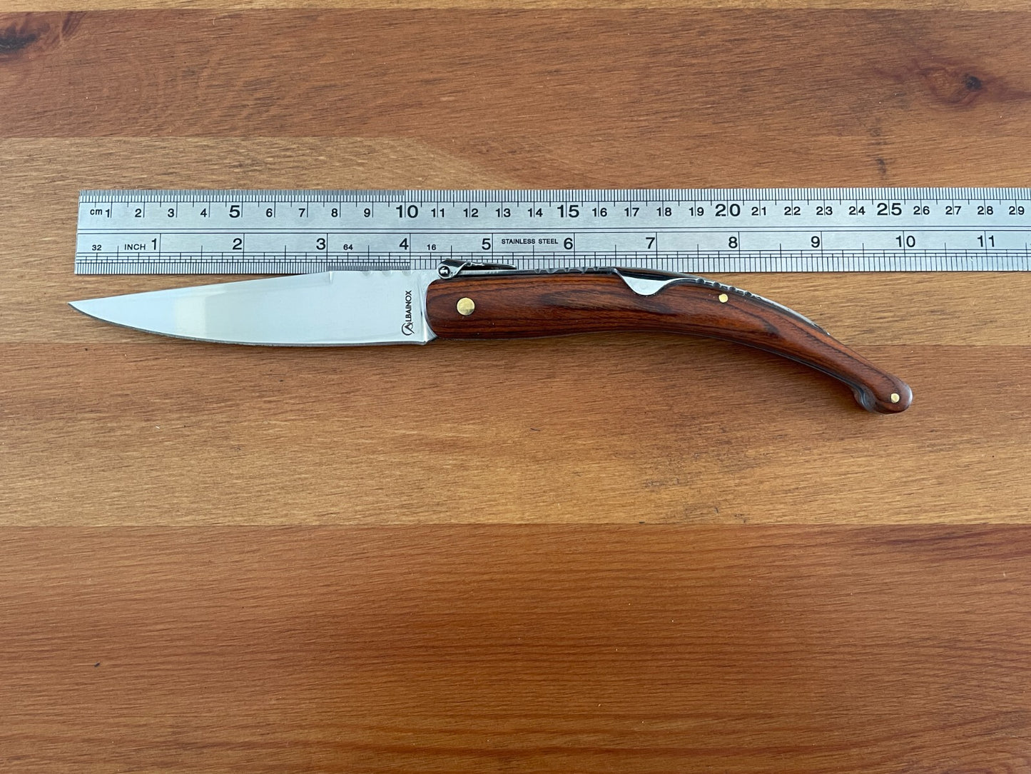 4.13 in. Spanish Navaja Folding Pocket Knife Red Stamina Wood Handle From Spain