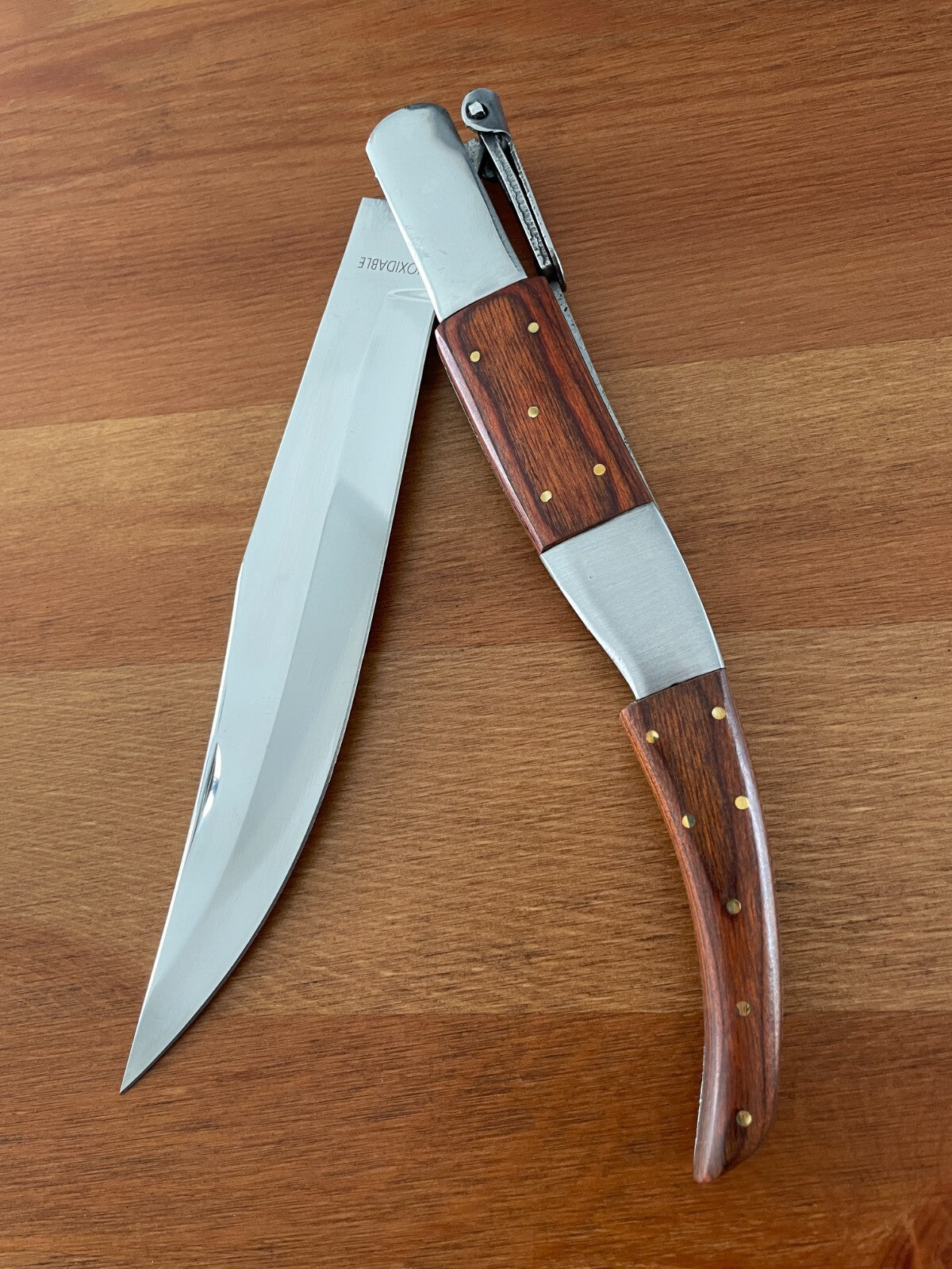 6.5" Long Blade Arabian Style Navaja Folding Knife Red Wood Scales From Spain