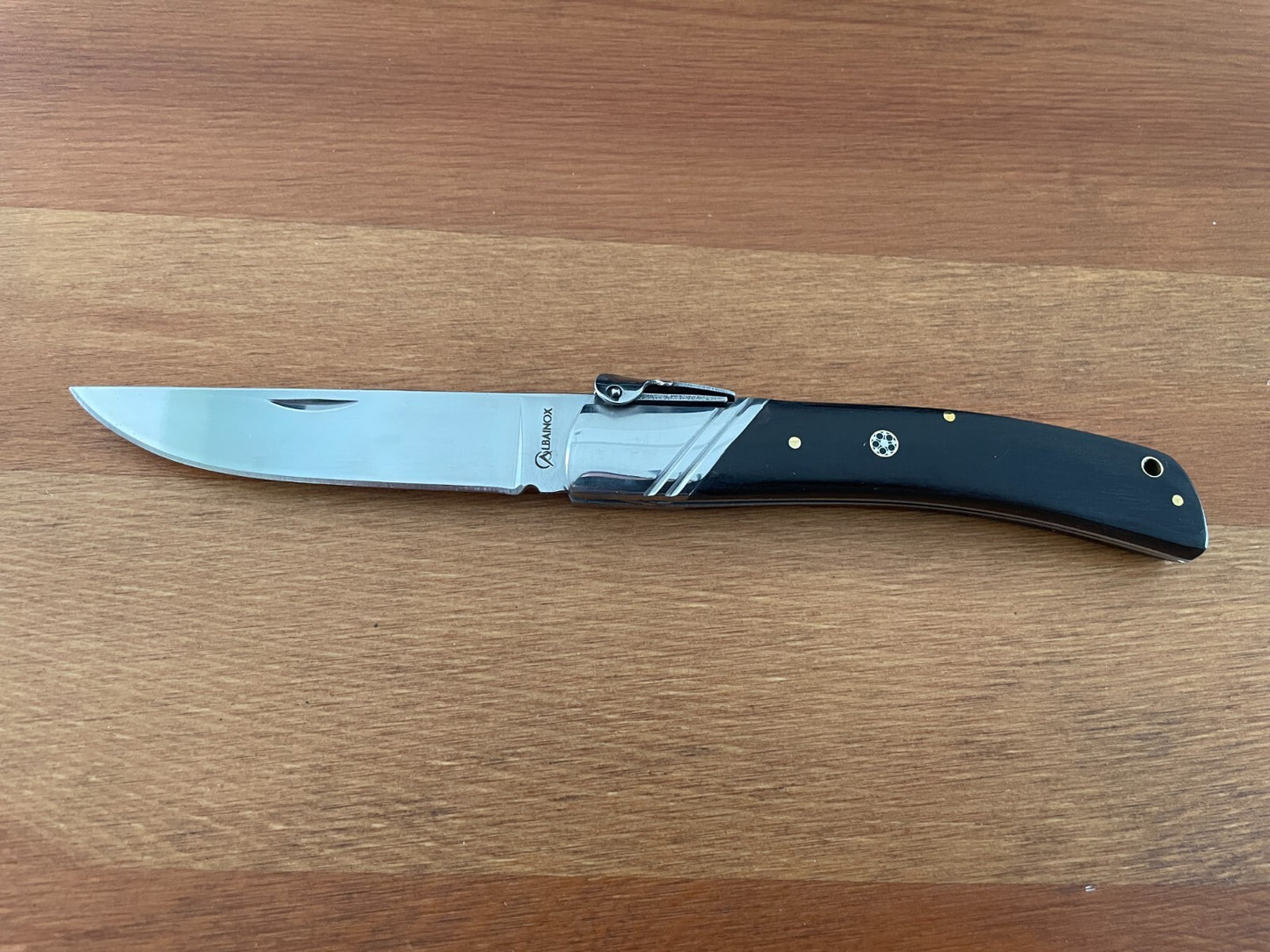 3.54" Spanish Navaja Pocket Knife Black Wood Scales With Ratchet & Billet Lock