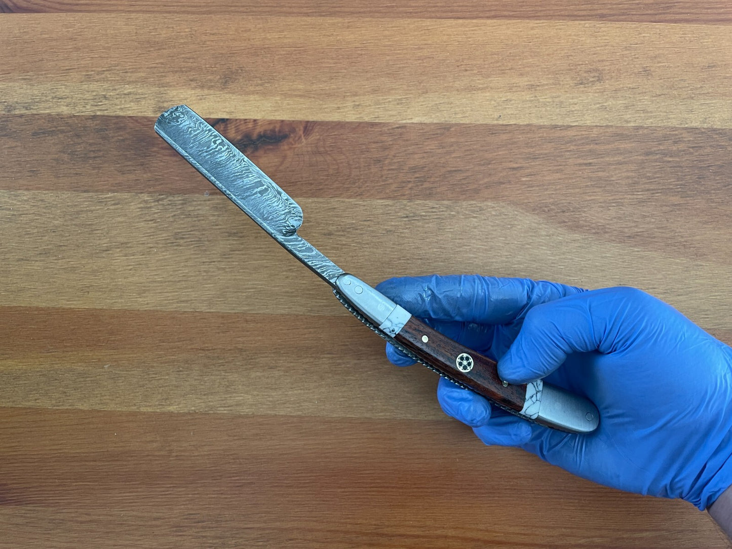 Damascus Straight Razor Shavette Handmade by Home Town Knives