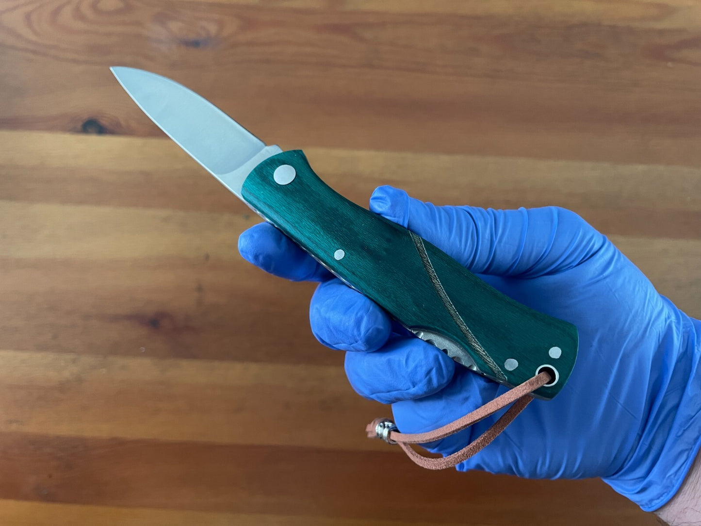 3.15" Stainless Steel Spanish Navaja Pocket Knife Green Stamina Wood Scales