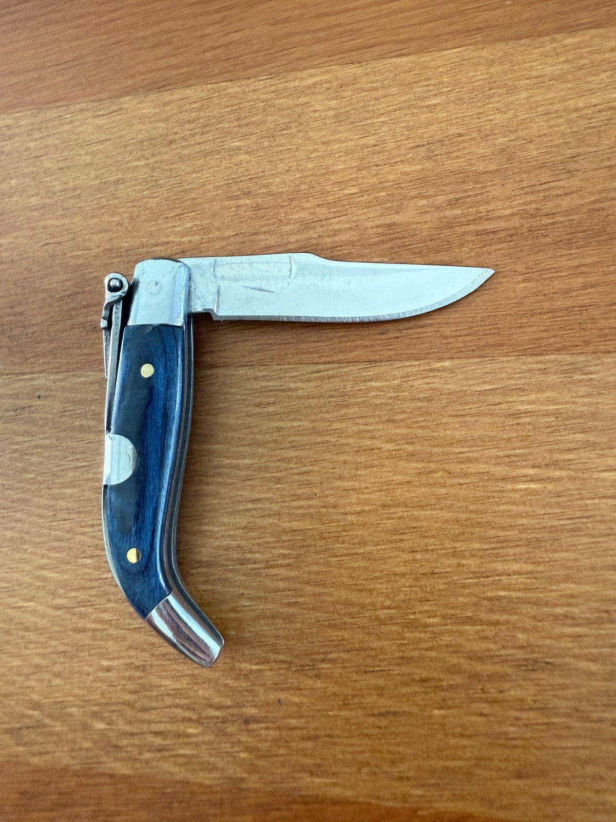 2” Spanish Navaja Teja Albacete Pocket Knife Blue Stamina Wood Scales From Spain