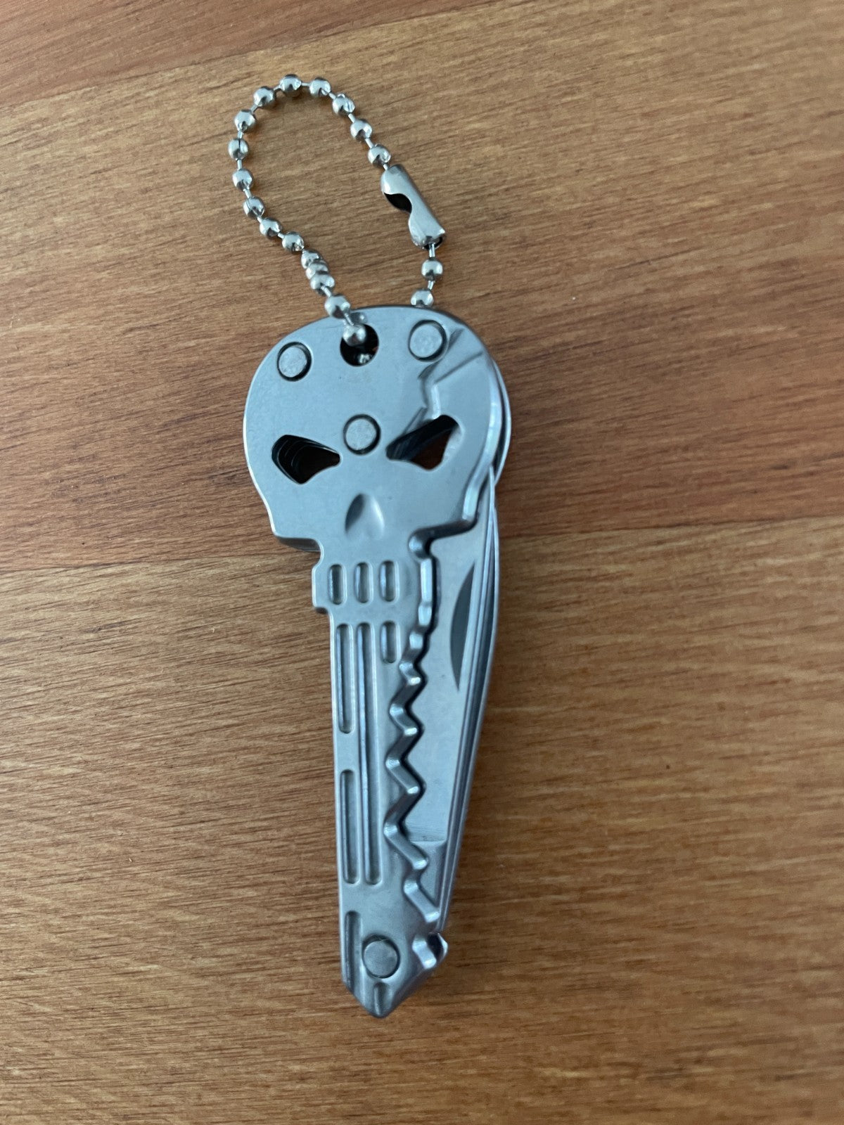 Skull Key Ring Knife 1.8-in Blade With Bottle Opener Polished Finish From Spain