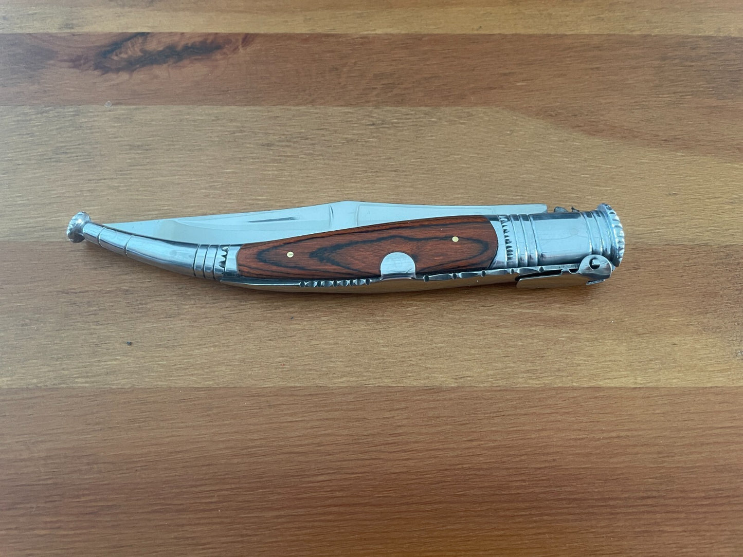 6” Spanish Navaja Serrana Folding Pocket Knife Red Stamina Wood Handle
