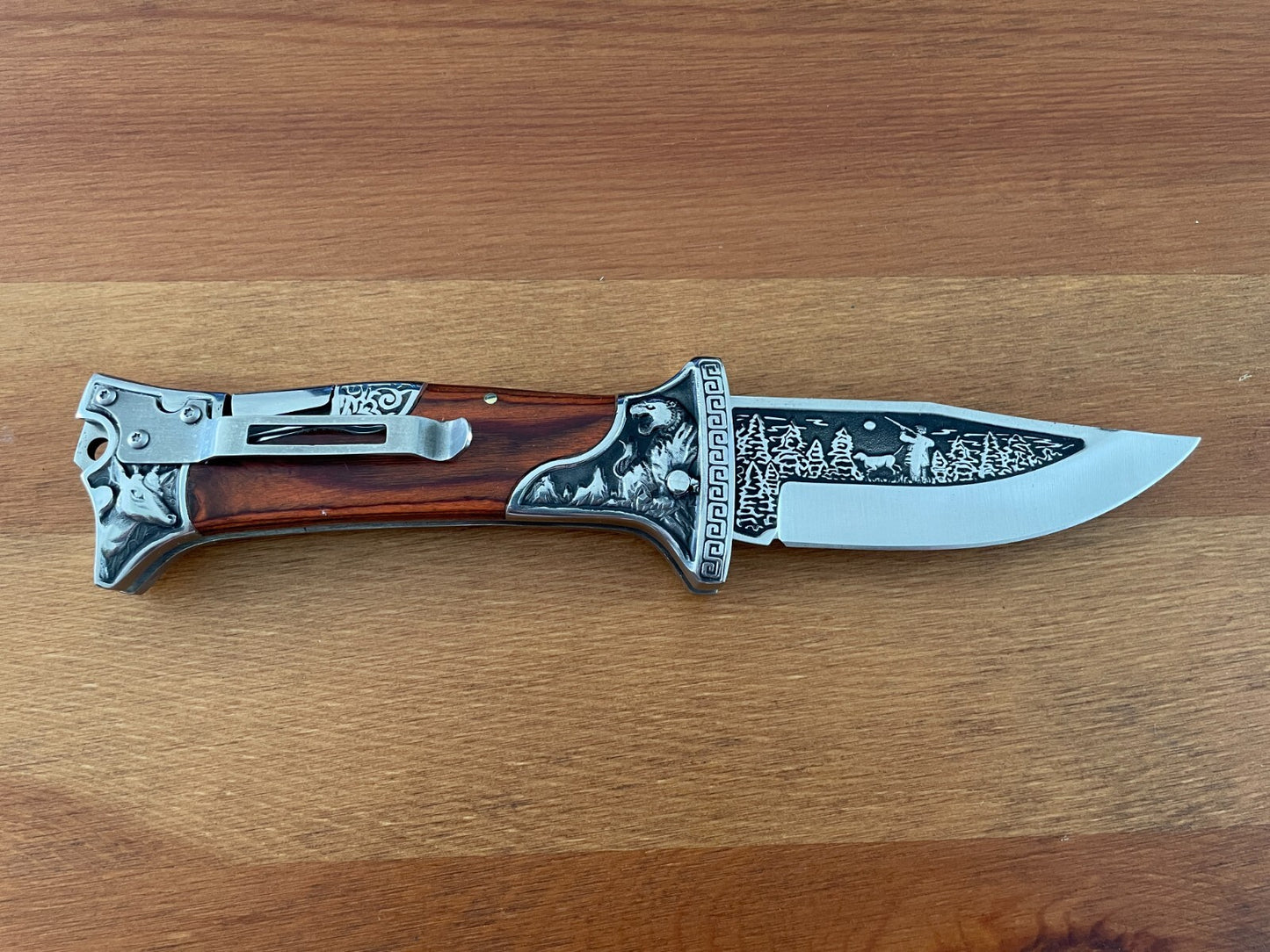 3.9" Stainless Steel Folding Knife Hunter Heavy Duty Navaja Lock Back Belt Clip