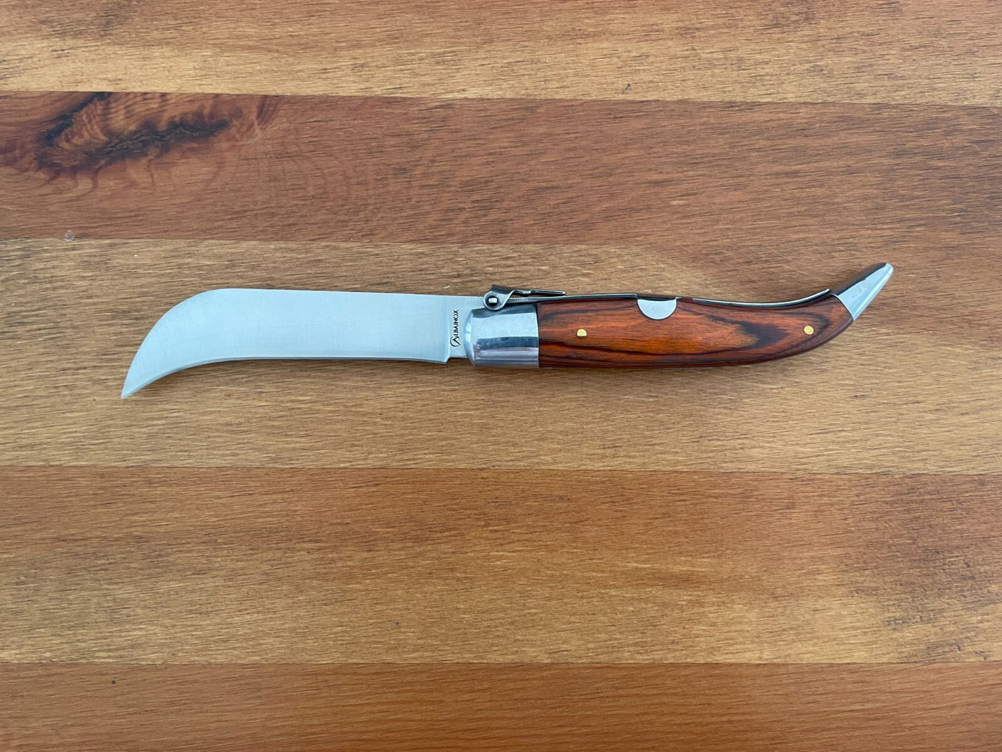 3.7" Hawkbill Skinning Tranchete Spanish Navaja Teja Pocket Knife Stainless