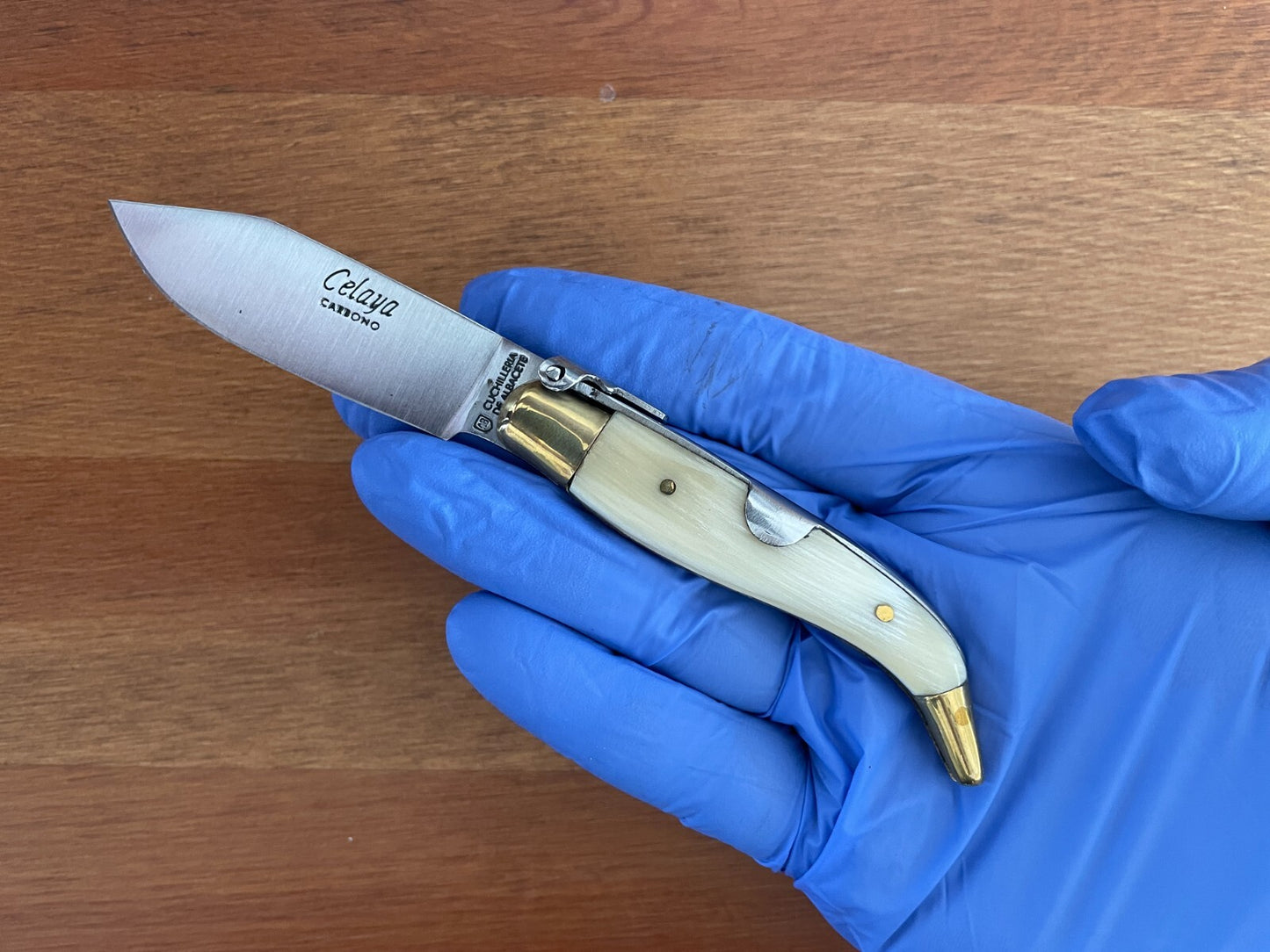 2.5” Celaya Spanish Navaja Teja Albacete Pocket Knife Bullhorn Scales