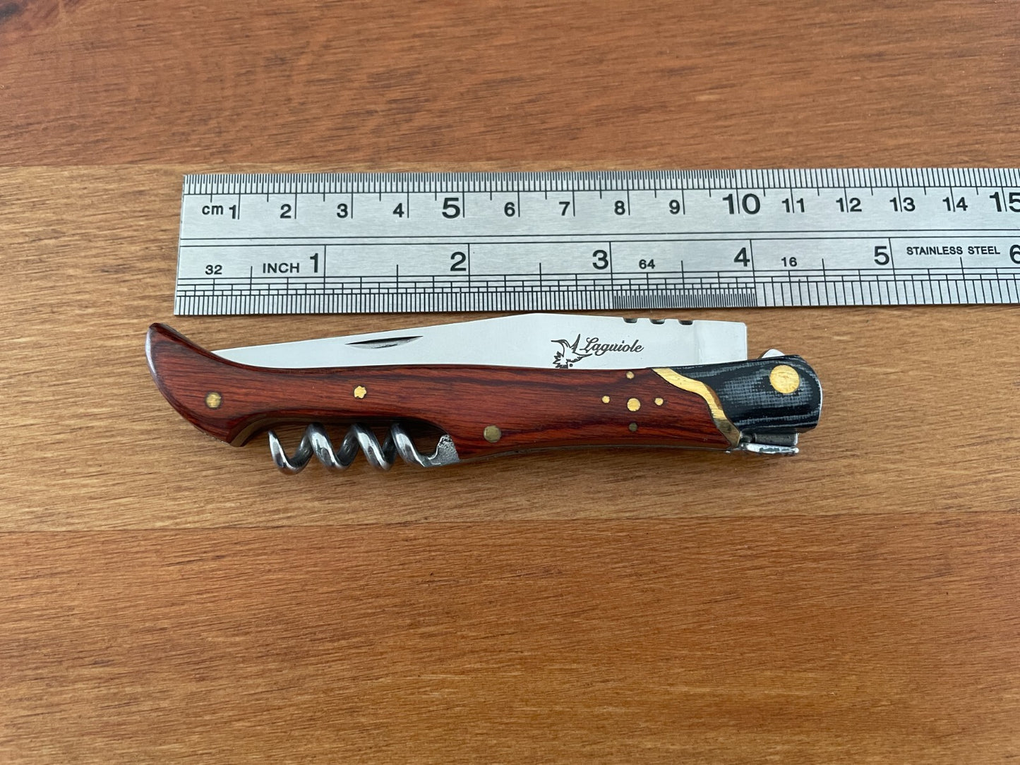 3.54” Navaja Laguiole Folding Pocket Knife Red Stamina/Mikarta Handle Corkscrew