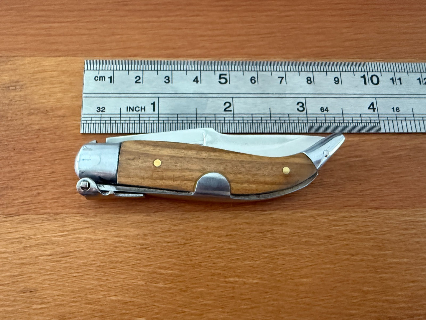2.8" Steel Spanish Navaja Teja Albacete Folding Pocket Knife Olive Wood Scales