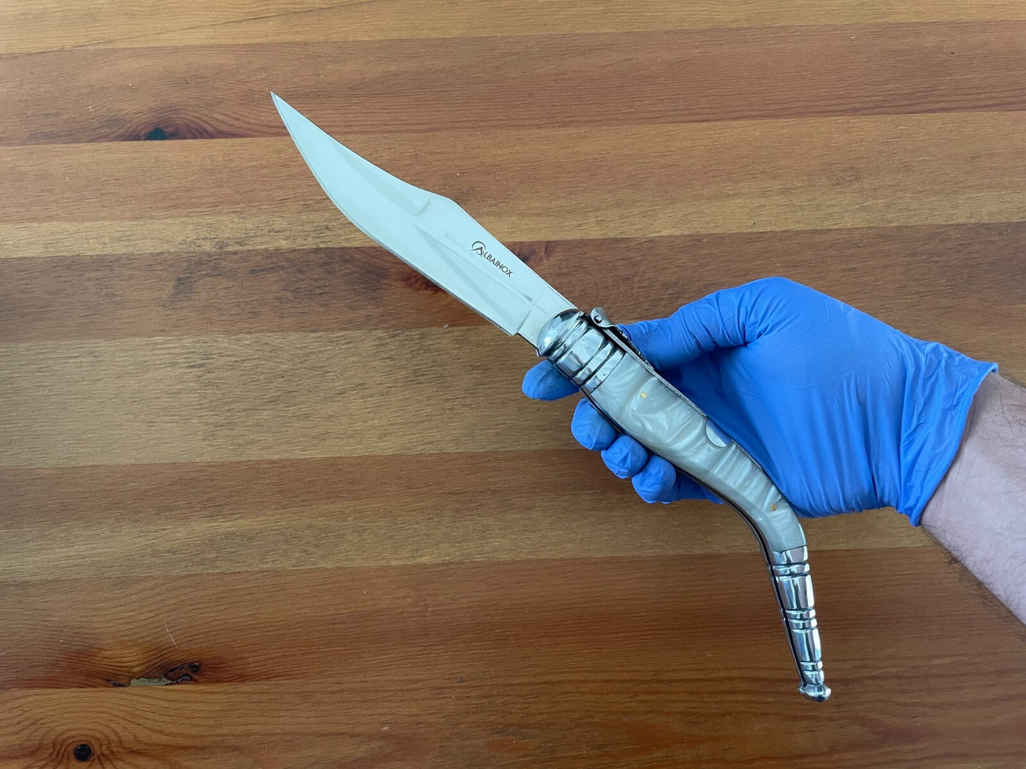 5.66" Spanish Navaja Sevillana Bandolera Pocket Knife Nacre Imitation w/ Ratchet