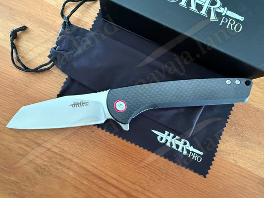 Folding Knife Carbon Fiber & G10 Handle - D2 Steel - 3.5" Blade Presentation Box