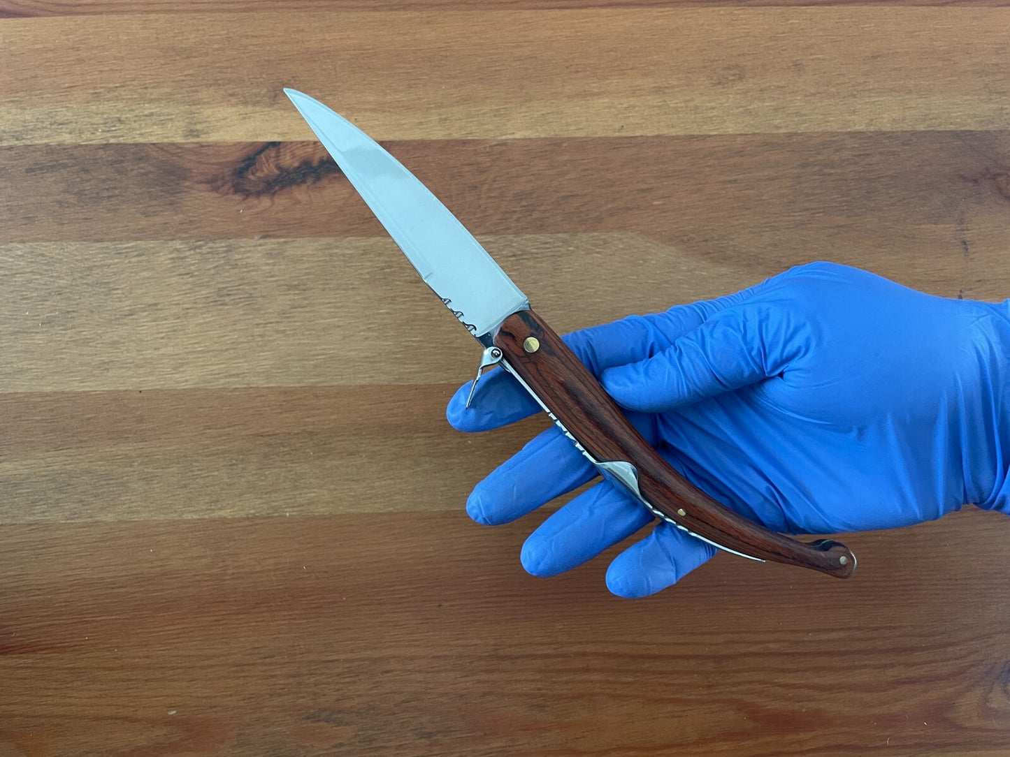 4.13 in. Spanish Navaja Folding Pocket Knife Red Stamina Wood Handle From Spain