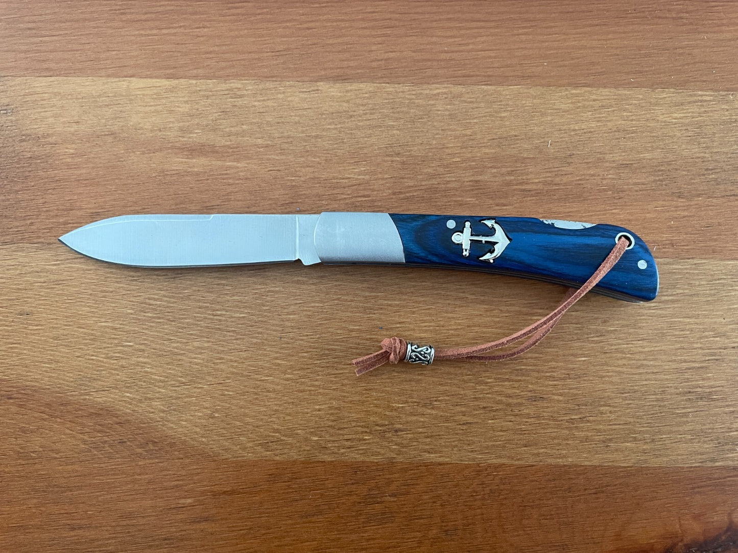 3.15" Steel Navaja Pocket Knife Sailor / Marinera Blue Stamina Wood Handle