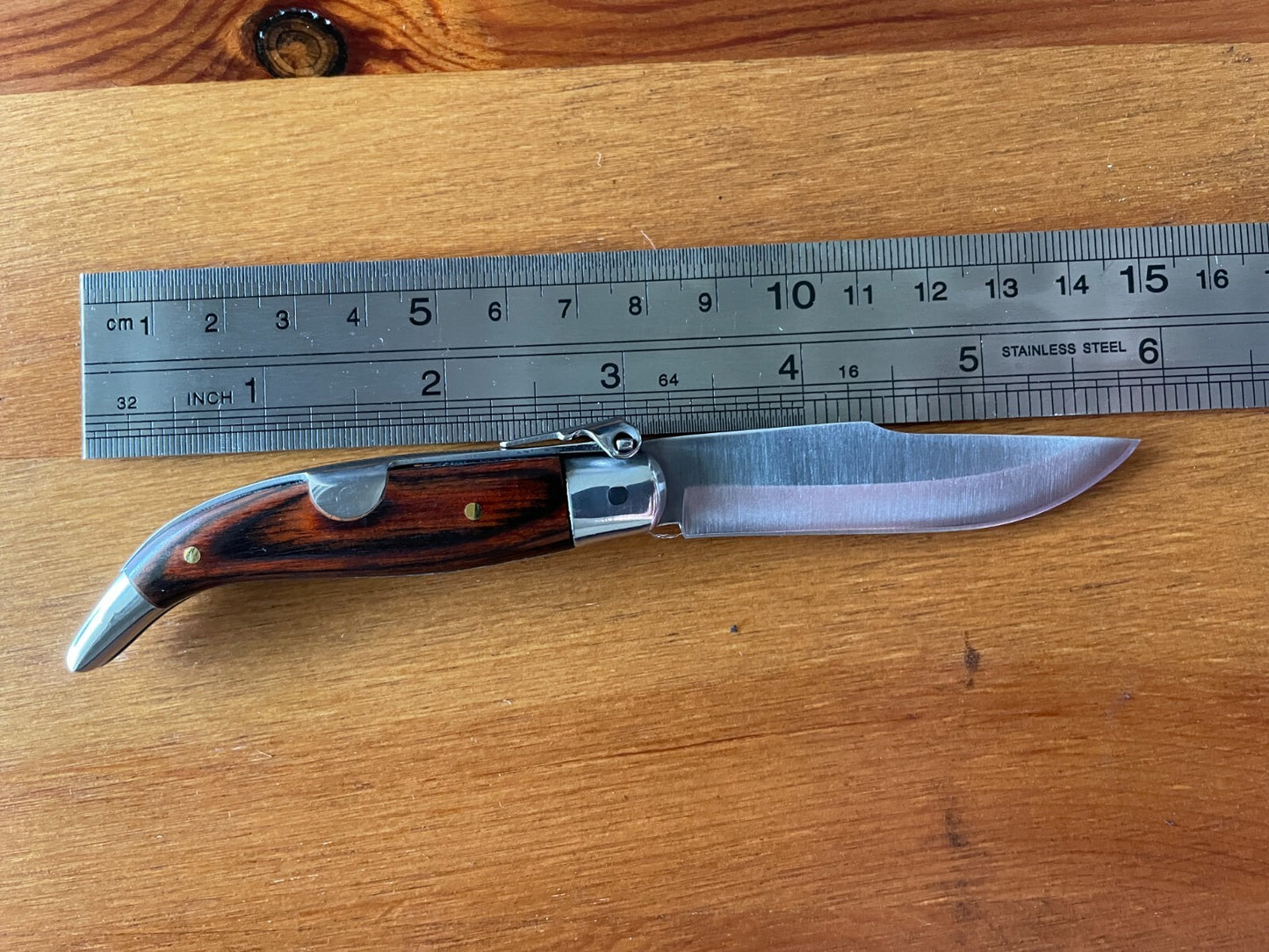 2.5” Spanish Navaja Teja Albacete Pocket Knife Red Wood Scales - USA Seller