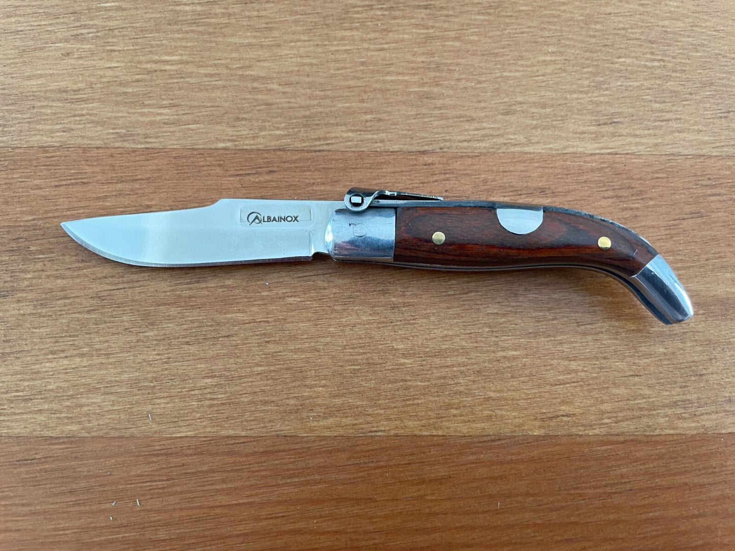 2” Spanish Navaja Teja Albacete Pocket Knife Red Stamina Wood Scales - US Seller