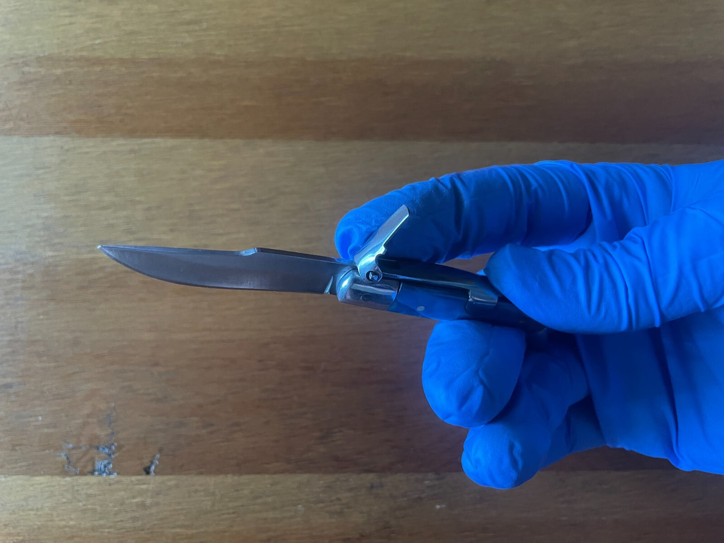 2” Spanish Navaja Teja Albacete Pocket Knife Blue Celluloid Scales From Spain