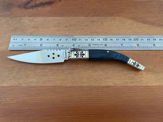 3.5" Luxury Navaja Pocket Knife Blue Stamina/Alpaca Handle Imported from Spain