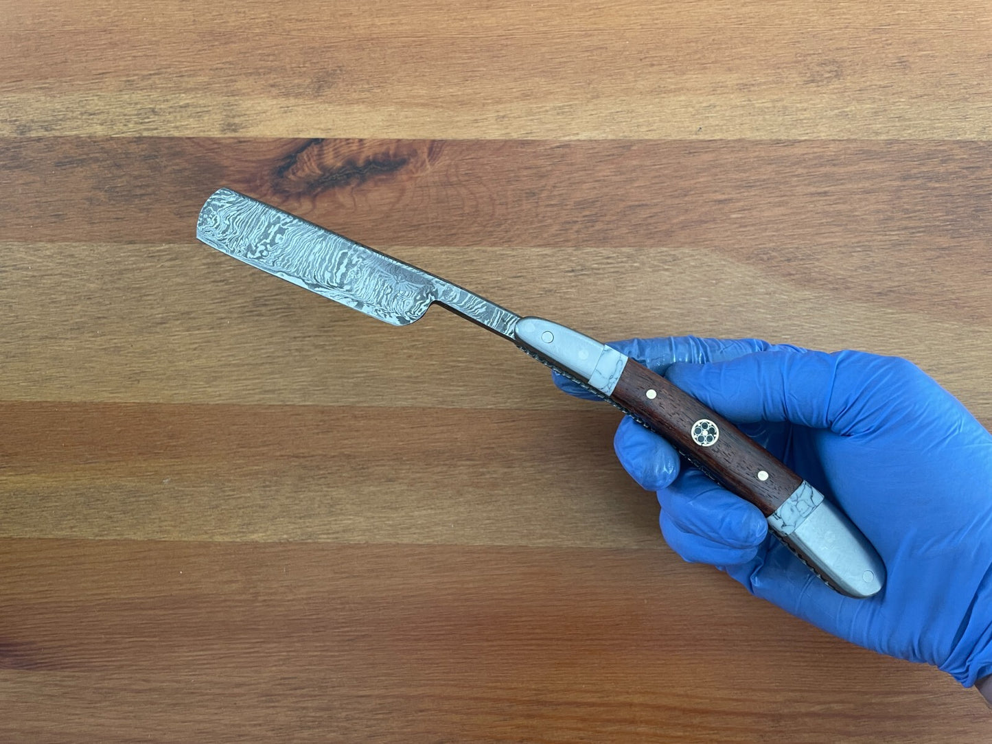 Damascus Straight Razor Shavette Handmade by Home Town Knives