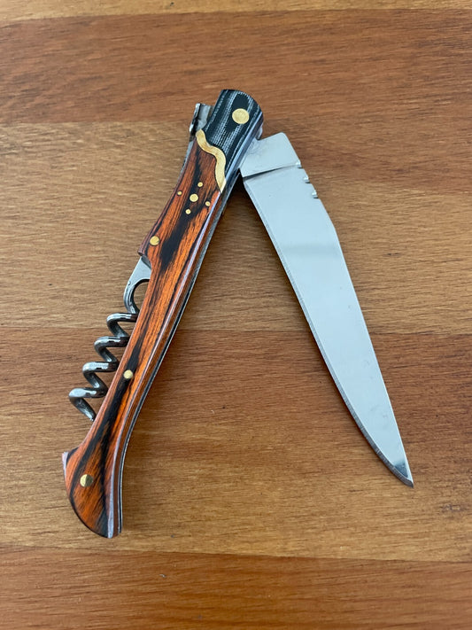 3.74” Navaja Laguiole Folding Pocket Knife Red Stamina/Mikarta Handle Corkscrew