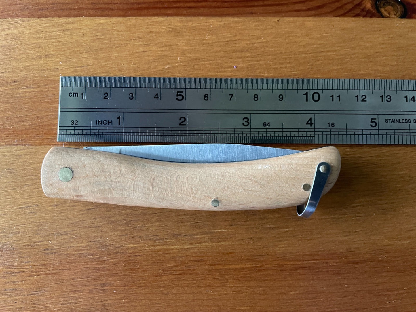 3.14" Campaign Piston Navaja Pocket Knife Light Wood and Ring from Spain