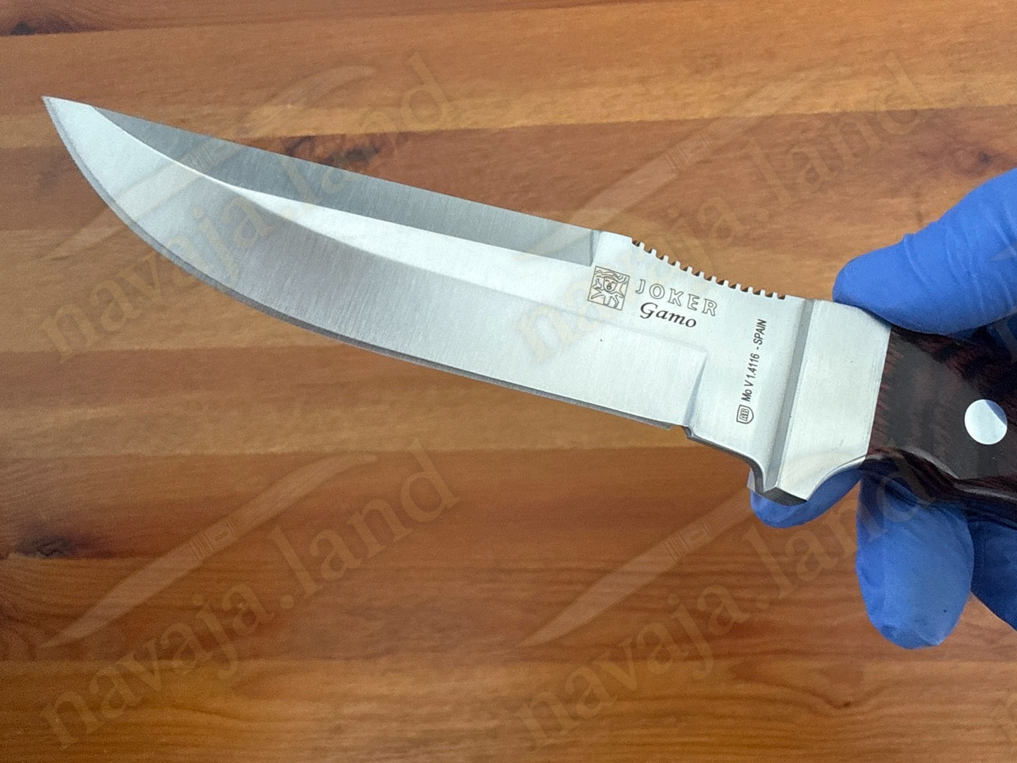 Joker Gamo Fixed Blade Hunting Knife 5.12" Mova 1.4116 Steel Red Wood Handle