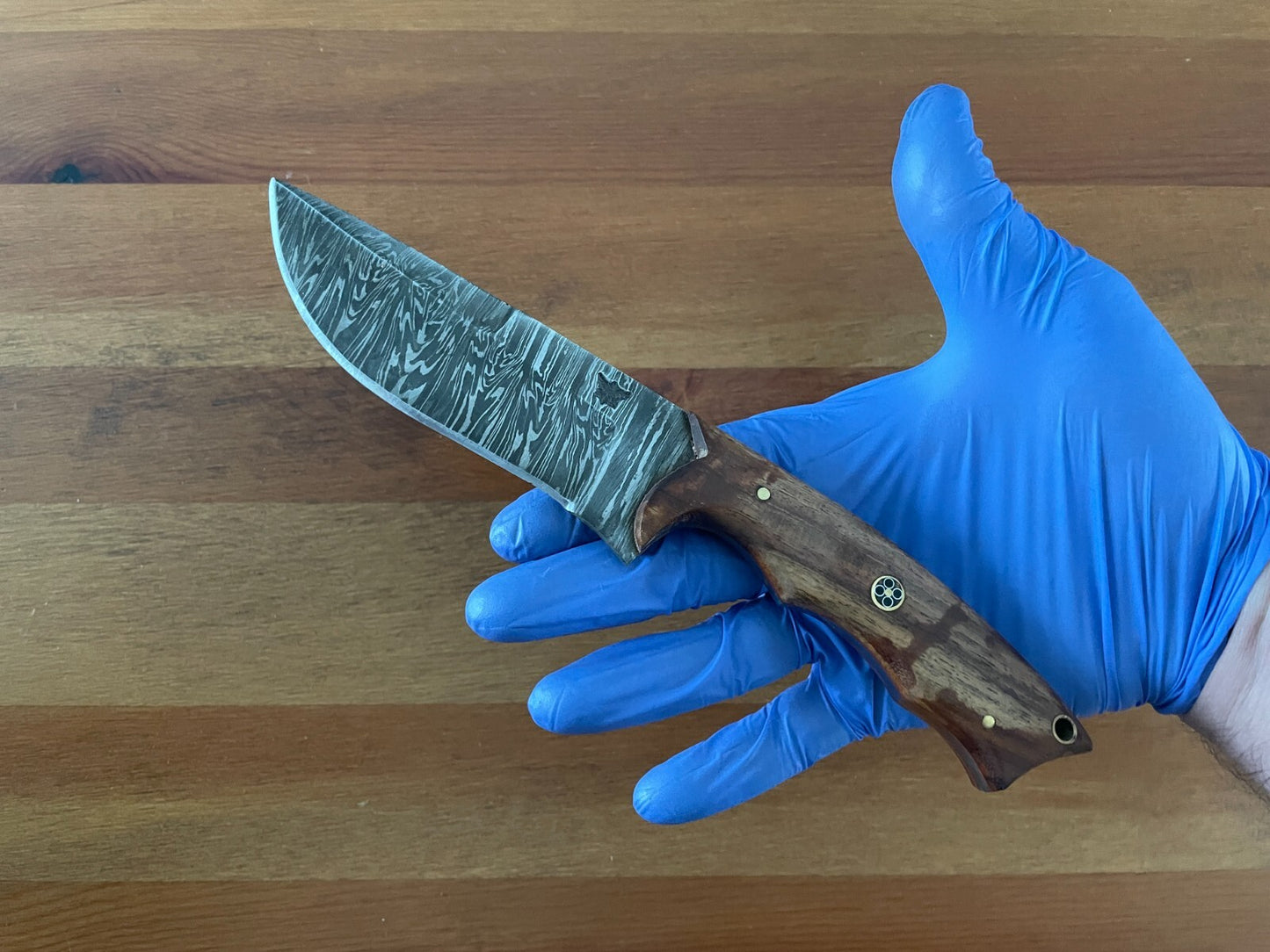 4.5 in. Handmade Damascus Steel Hunting Knife Leather Sheath Included