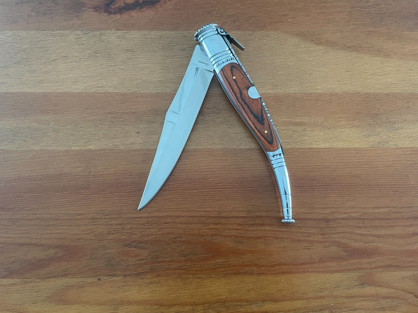 6” Spanish Navaja Serrana Folding Pocket Knife Red Stamina Wood Handle
