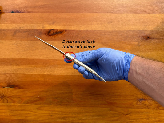 4.1” Joker Navaja Stiletto Knife Zamak Handle Handmade Slipjoint Albacete, Spain