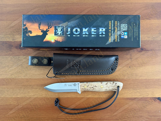 Joker Nordico Survival Fixed Knife 3.9" Böhler K720 Carbon Steel and Curly Birch