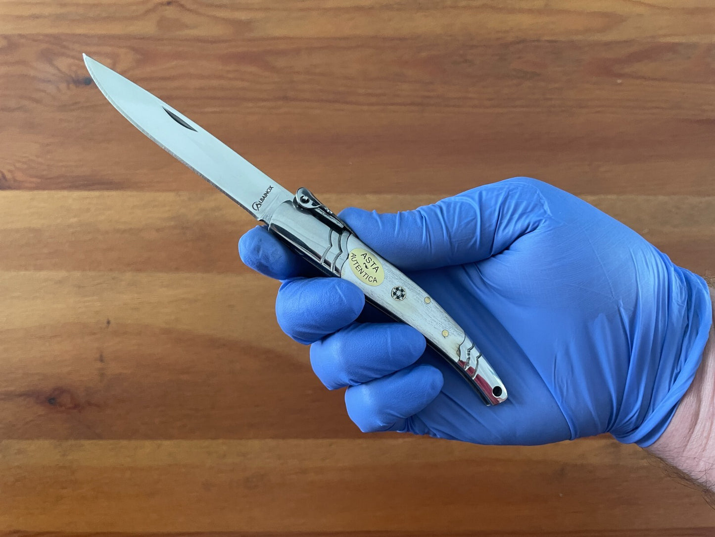 3.14" Spanish Navaja Pocket Knife Bull Horn Scales With Ratchet & Billet Lock