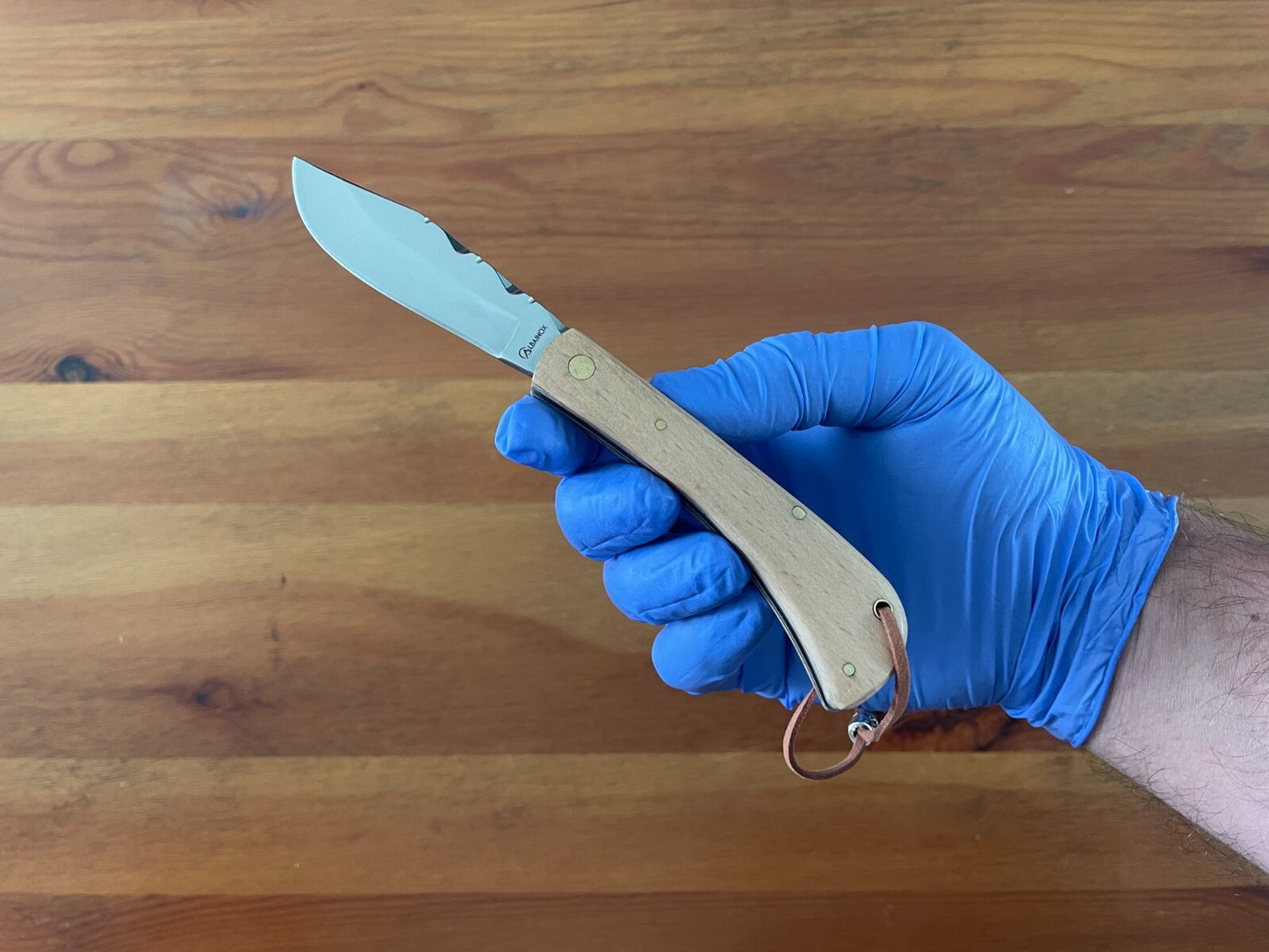 3” Stainless Steel Navaja Folding Knife Wood Handle With Cord Slipjoint / Spain
