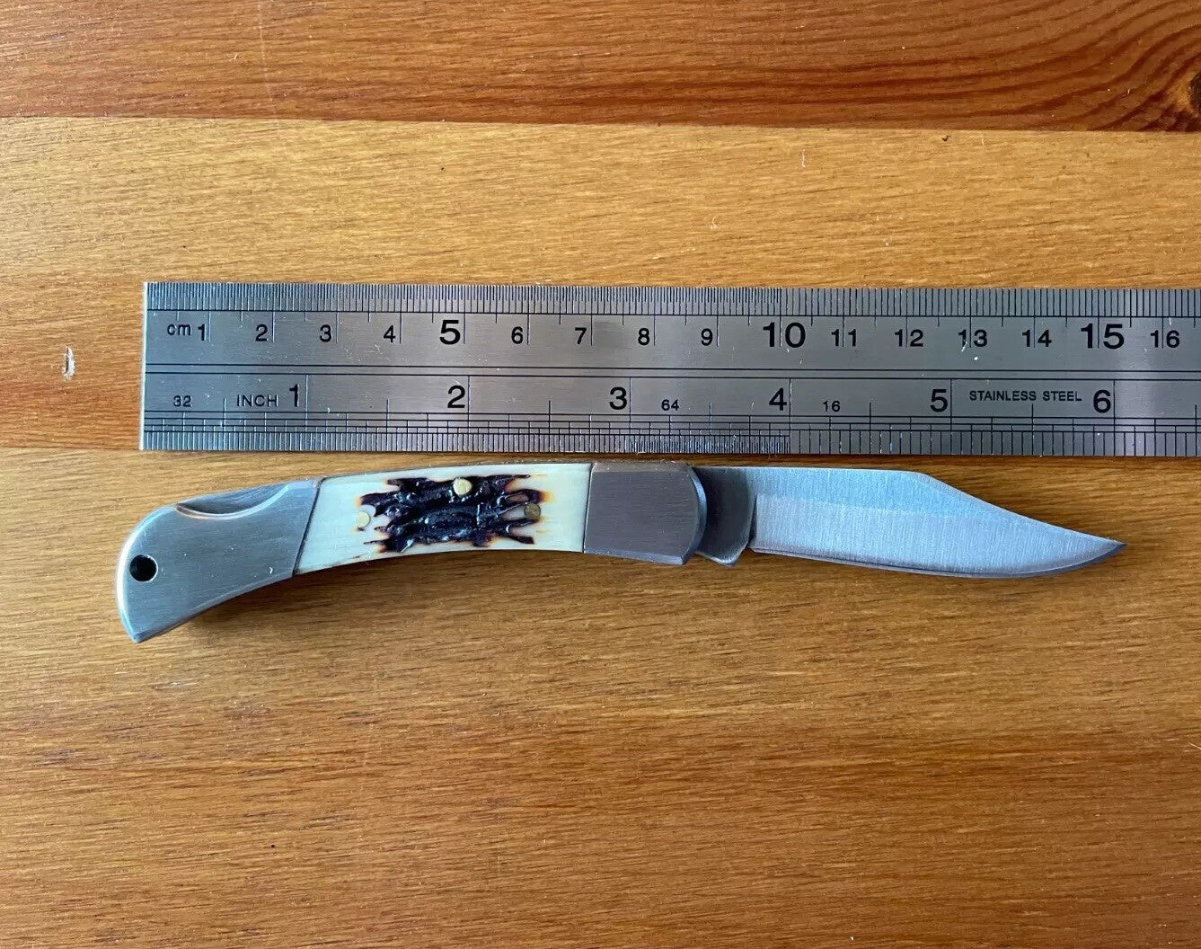 2.3” Spanish Navaja Pocket Knife deer antler imitation lock back - US Seller