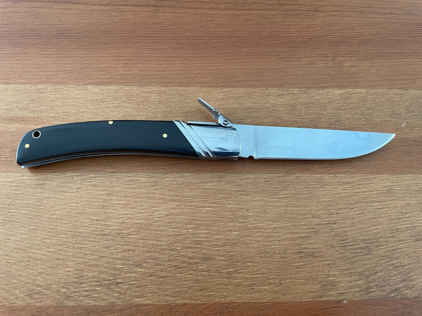 3.54" Spanish Navaja Pocket Knife Black Wood Scales With Ratchet & Billet Lock