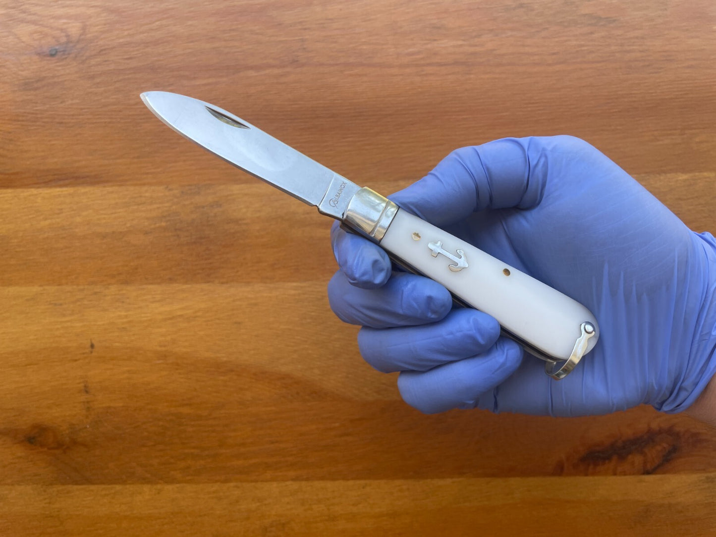 3" Pocket Knife Needle Point White ABS Handle Sailor / Marinera Navaja Spain