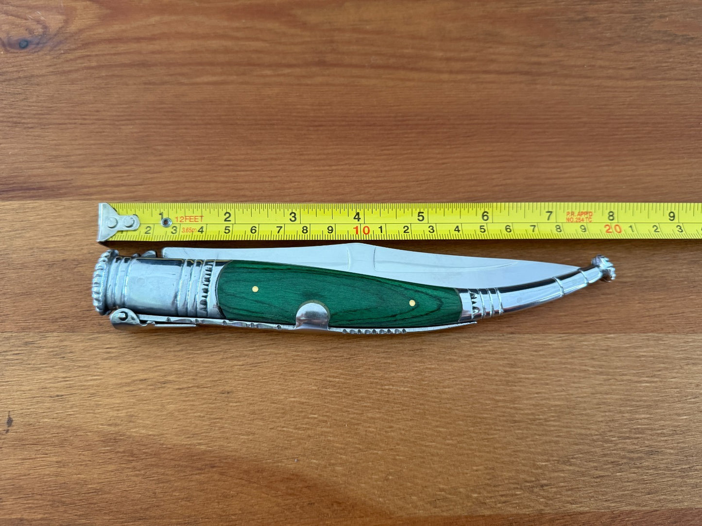 6” Spanish Navaja Serrana Ratchet Folding Knife Green Stamina Wood Scales Spain