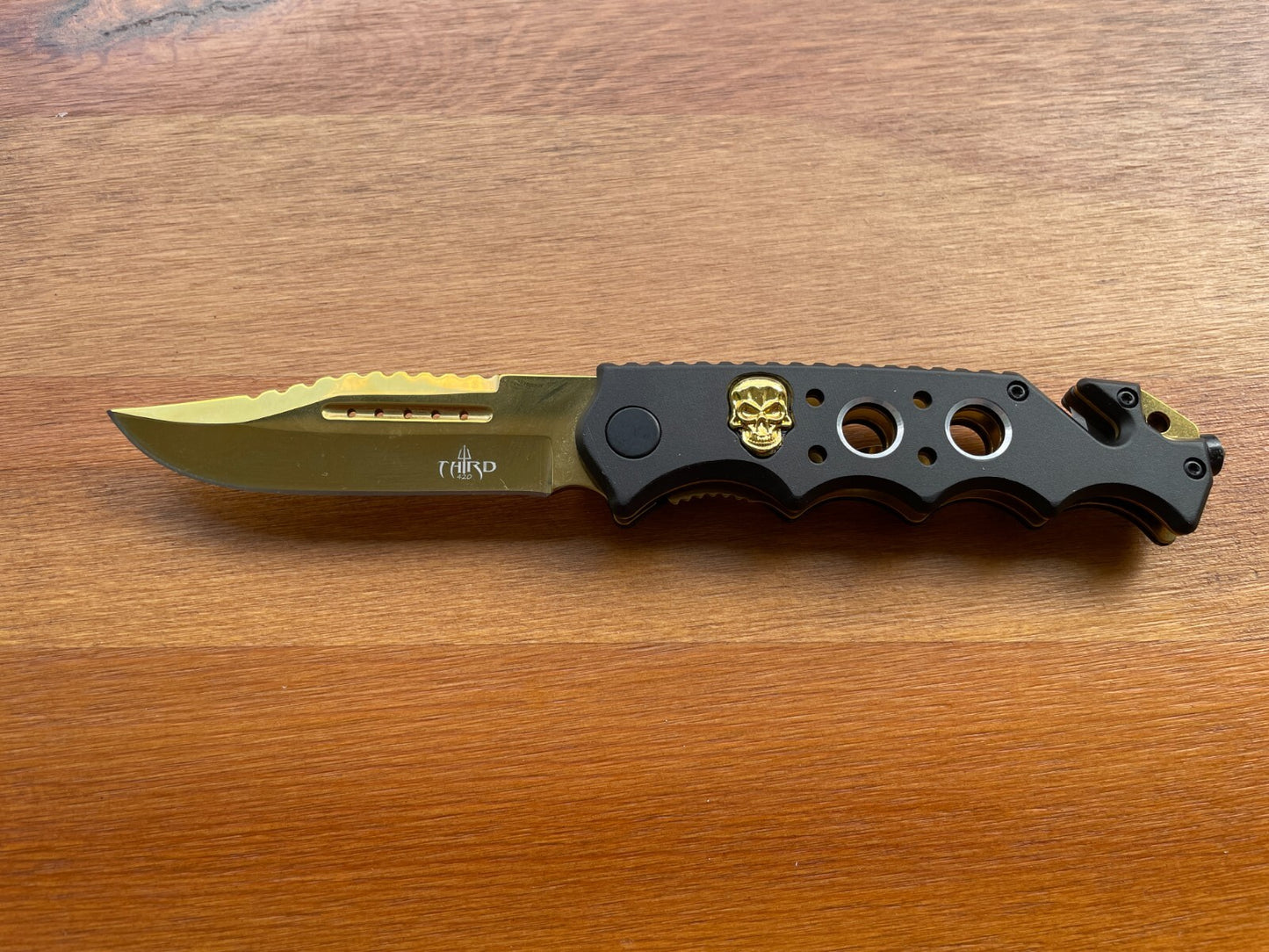 3.54" Steel 420 Plated Gold Titanium Black Aluminum Handle Belt Clip / Tools